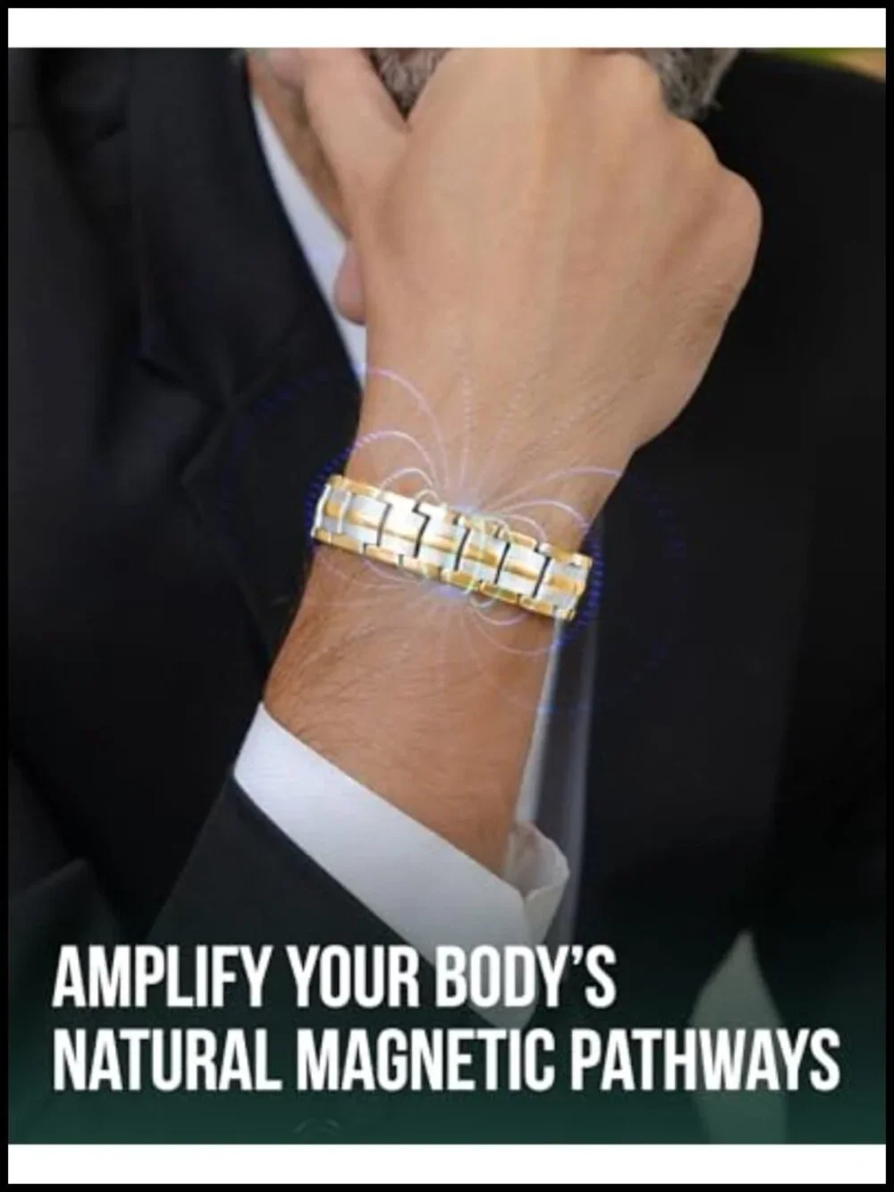 Men's Magnetic Bracelet - EllipseMAX 5,000 Gauss - Premium Titanium, Adjustable
